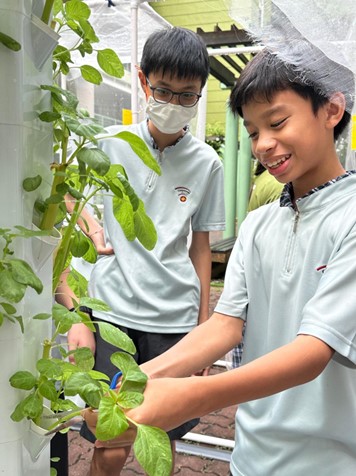 Student holding the plants
